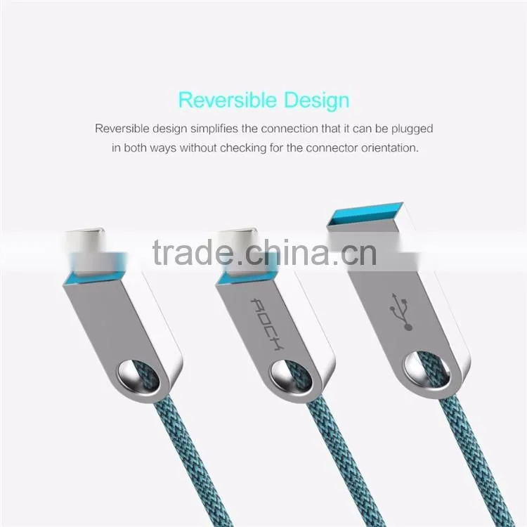 ROCK Cobblestone Type C Round Cable for Huawei xiaomi meizu 2.0A type C to USB Charging nylon metal cables