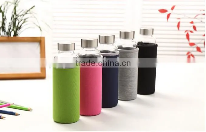 Glass water bottle with hot water bottle cover