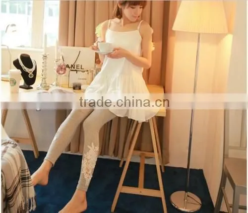 Stock Leggings For Women Long Leg Cotton Gray Lace Women Leggings