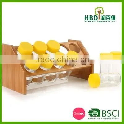 2016 hot selling low price glass spice jar set with rack,spice storage jar