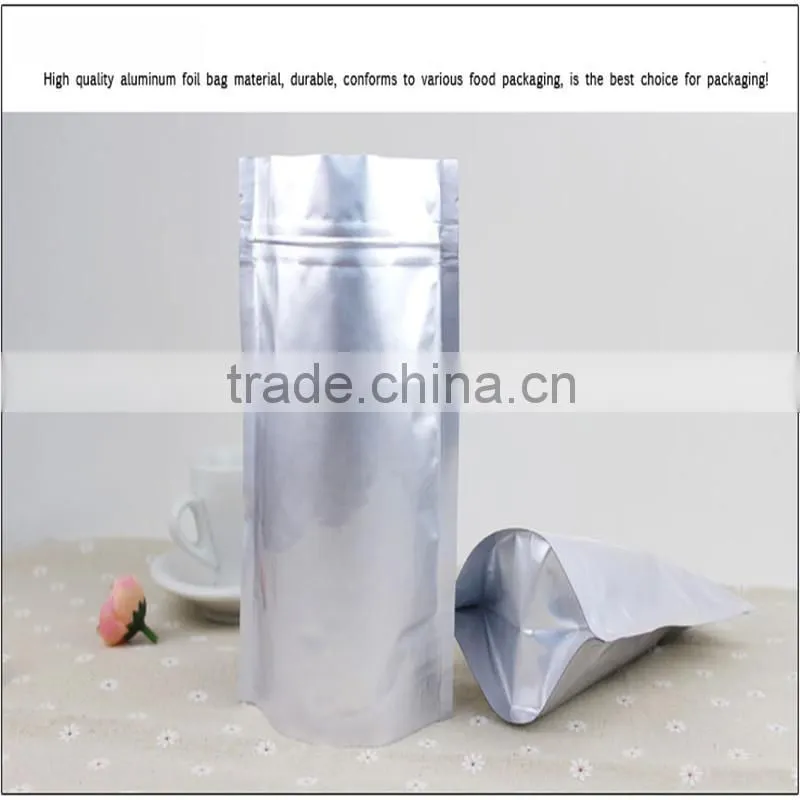 zip lock aluminum foil pouches silver bags for food use,microvable and freezer usable