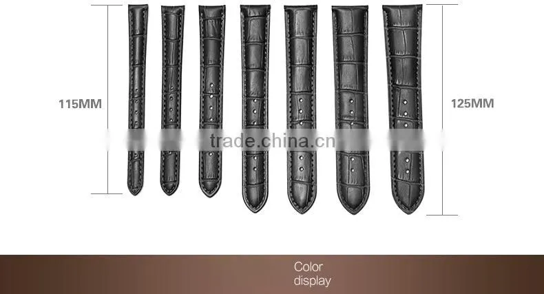 Luxury brand watch leather band with stainless steel pin buckle