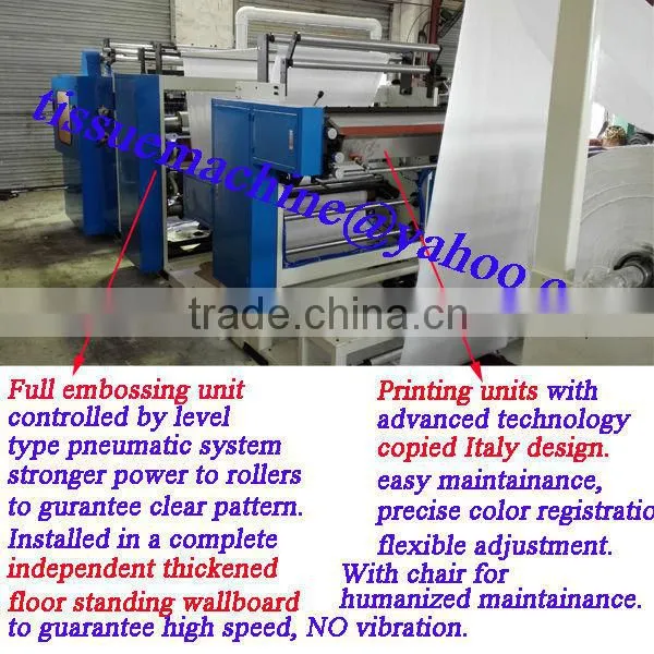 Italy Design Embossing Laminating Printing High Speed Automatic Home Use Tissue Machine