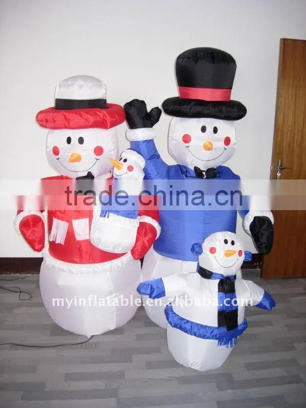 Inflatable snowman family
