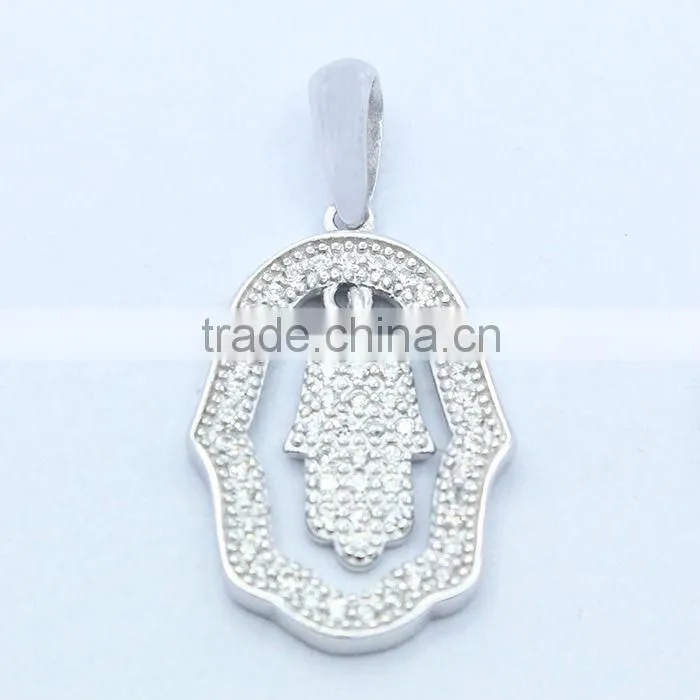 Tsavorite Hamsa Charm Pendant Jewelry, Designer Pave Diamond Hamsa Charm Pendant