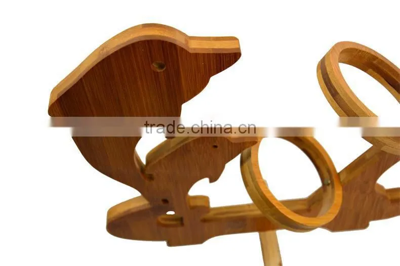 WR002/100% bamboo Material Hot Sale Dolphin Shaped Bamboo Red Wine Rack