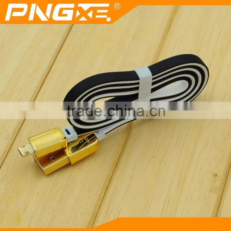 PNGXE 2016 High quality flat very fast charging charger twisted pair cable for iphone and for samsung