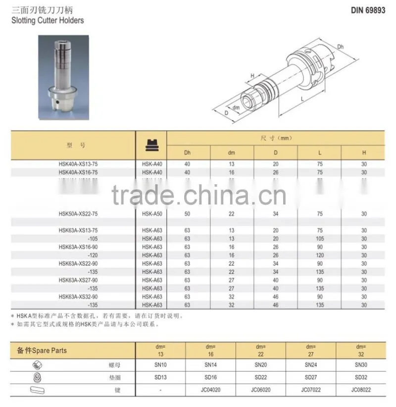 HSK63A-SCA22-100 SCA Cutting Tool Side Cutter Holder