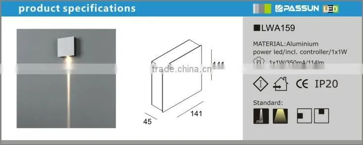 Indoor surface mounted 1w CREEchip led decorative light/led wall light
