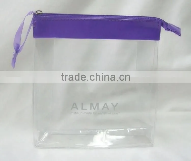 Wholesale customized transparent cosmetic pvc clear makeup bag with zipper