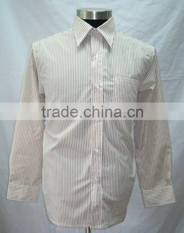 Hot selled poly and cotton tripe mens business shirt