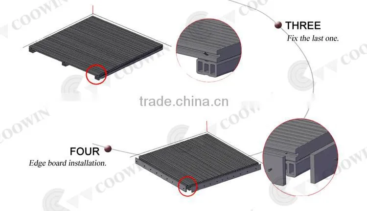 seamless interlocked solid recycled preassemble pvc sport floor decking in gray