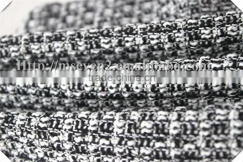 Wholesale black/white trendy tweed fabric, fancy thick black white plaid fabric for scarf