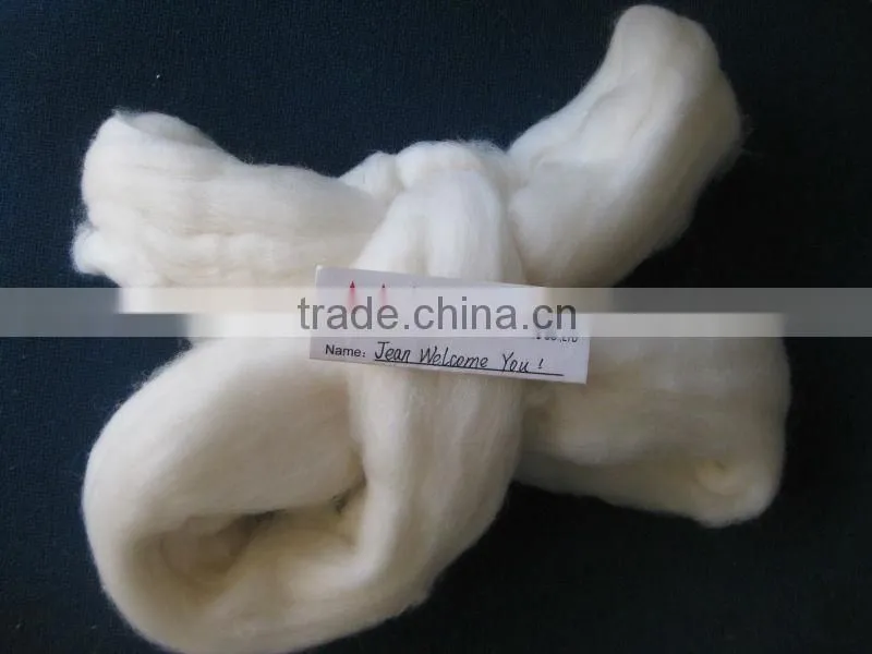 good quality 100% merino wool top,20MIC, 80-100MM, natural white color.