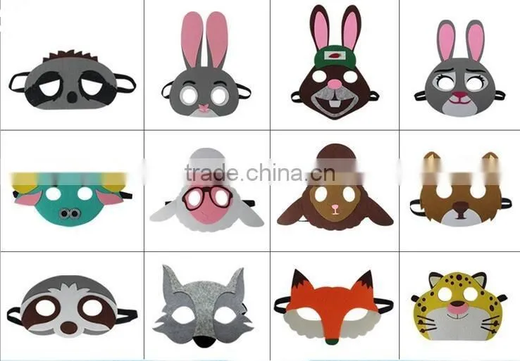 Cheap Dress up Promotional Felt Animal Mask Kids Birthday Party Favor