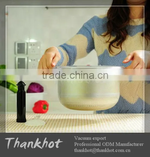 Plastic vacuum lid for bowl to keep food fresh as kitchenware