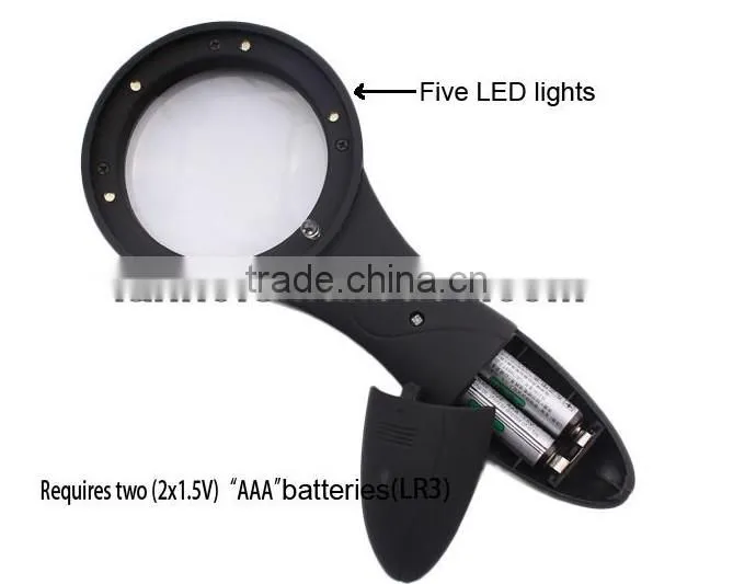 2013 New Magnifying Glass with 6 LED Lights 4X Adjustable Magnifier