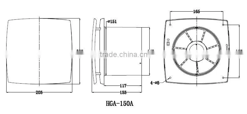6inch wall mounted exhaust fan silent