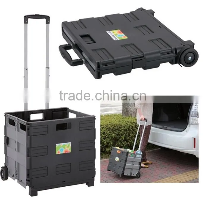 Plastic Folding Shopping Carts with Wheels for Seniors Shopping Trolley