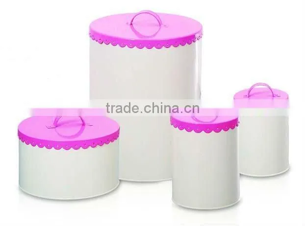round metal bin with plastic cover for tea & coffee Canister