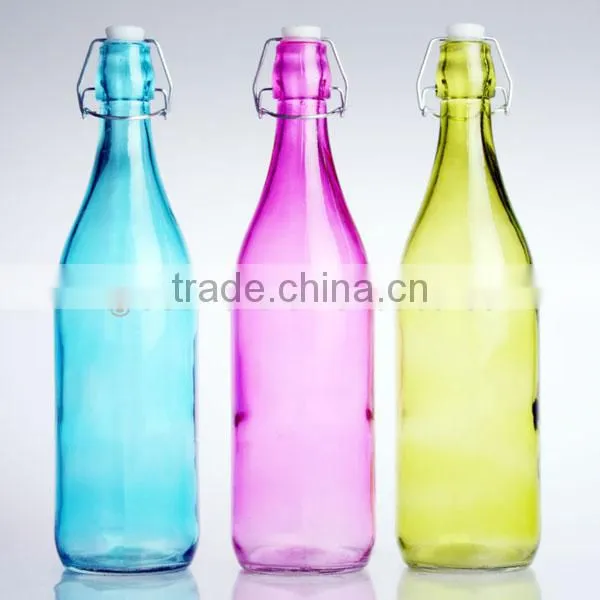 Colorful Machine made glass milk bottle wholesale