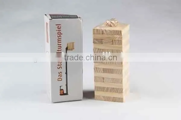 48PC Wooden /Stack Game With Three Dice Building Block/Board Game