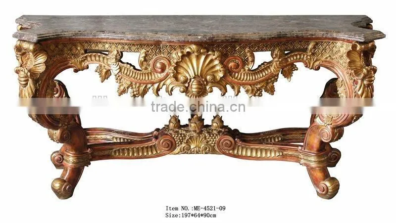 French Provincial Console Table With Framed Mirror in Large Size
