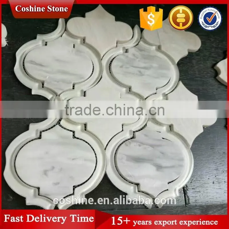 Waterjet marble lantern shaped mosaic tile