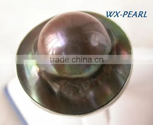 new design pearl ring gray seawater pearl