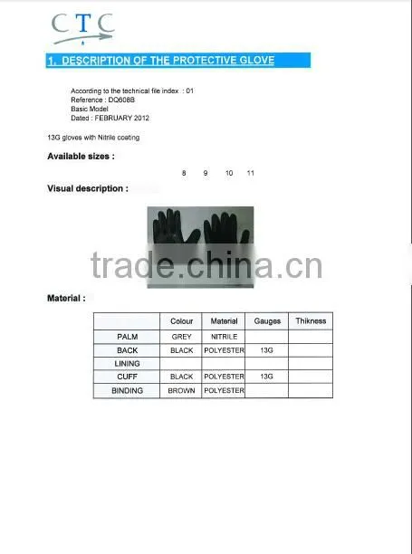 CE thermal acryilc nitirle foam gloves