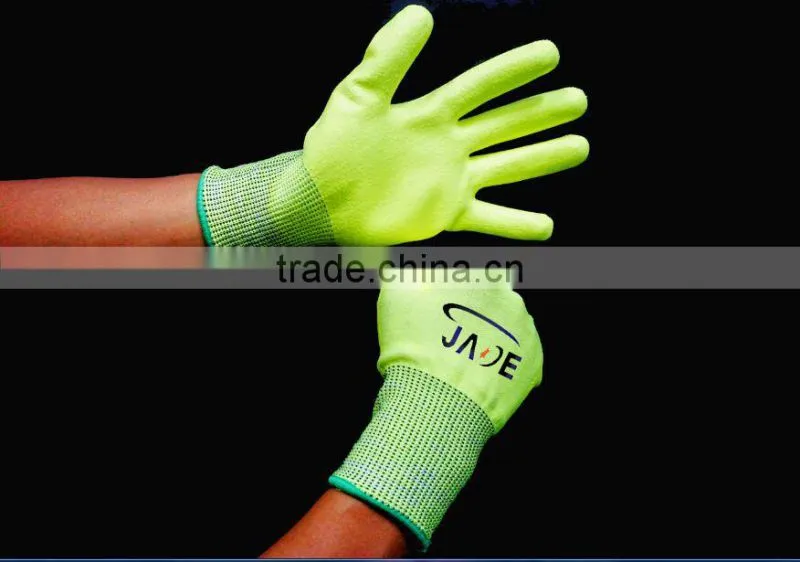 15G nylon palm PU coated gloves, pu coated work Gloves, pu coated gloves