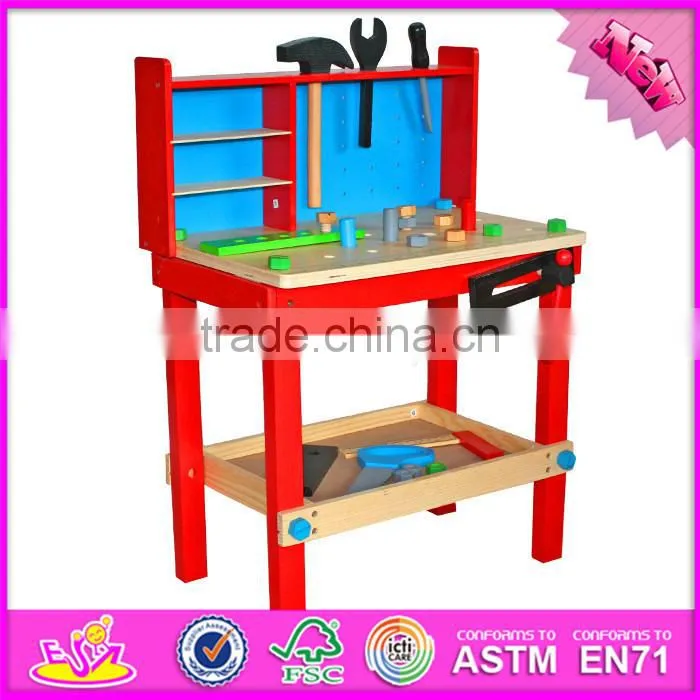 Hot sale preschool toy wooden kids tool box best design intelligent diy wooden kids tool box W03D018