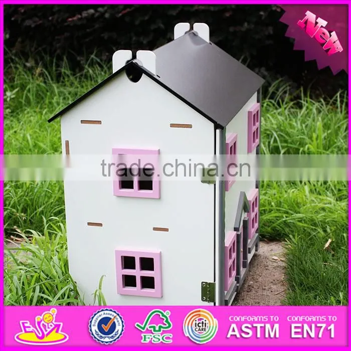 2016 Hot Item kids wooden small toy house, top fashion baby wooden small toy house W06A154