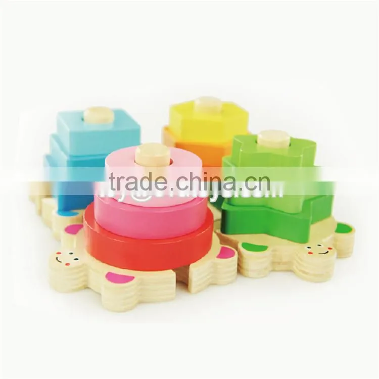new design educational kids geometry sorting wooden stacking blocks toy W13D025