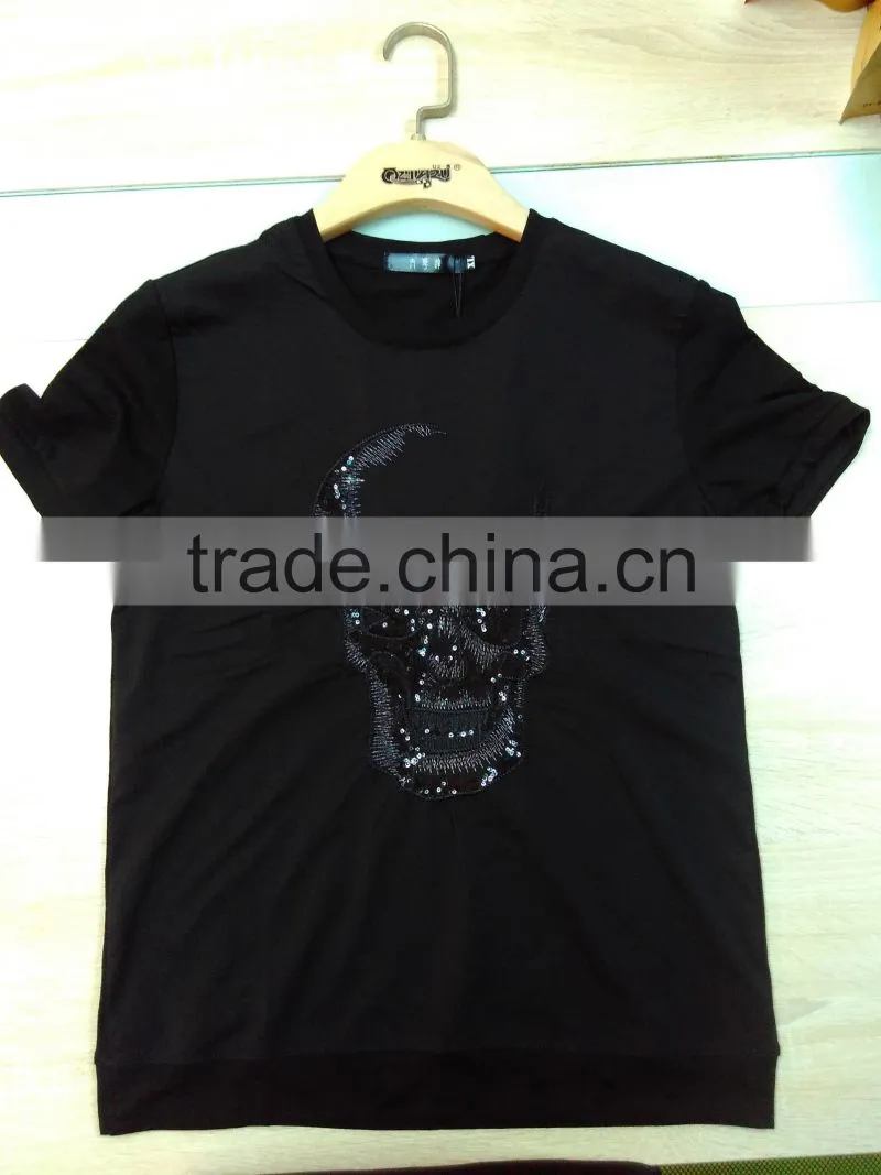 GZY Guangzhou stock lots breathable fabric soft sequin t-shirt for man