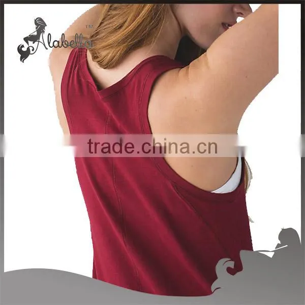 Naturally breathable fabric for V-neck tank without shelf bra