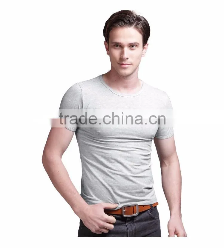 2016 new casual fashionable blank round- collar men's short sleeve t-shirt