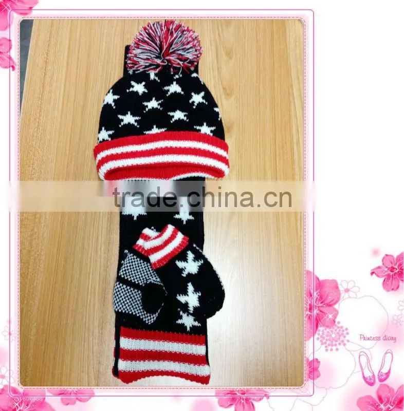 winter 3 knitted scarf hat glove sets