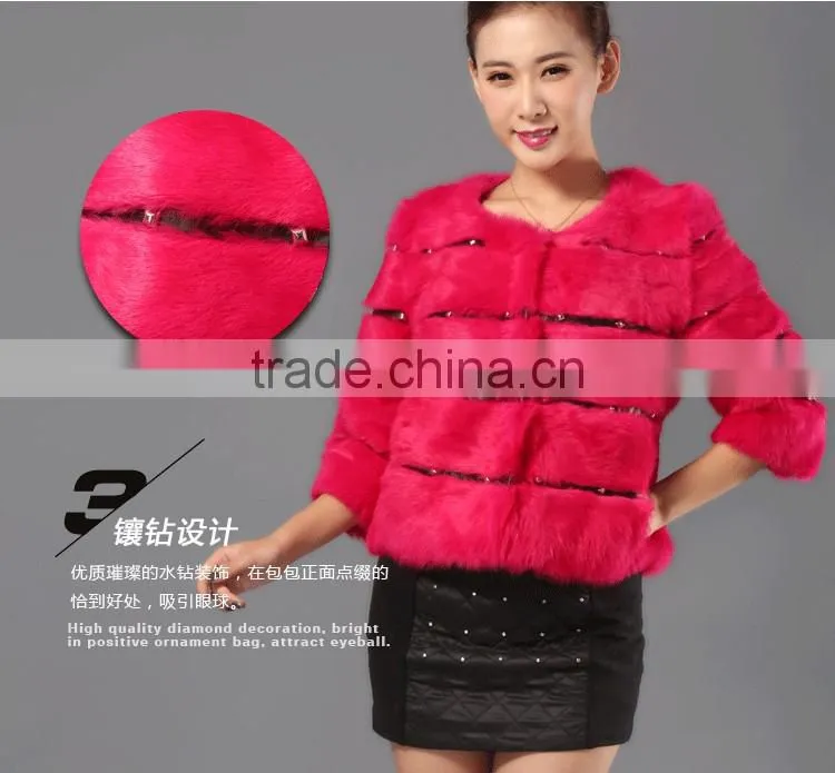 2016 winter new fashiona woman plus size real rex rabbit fur short coat