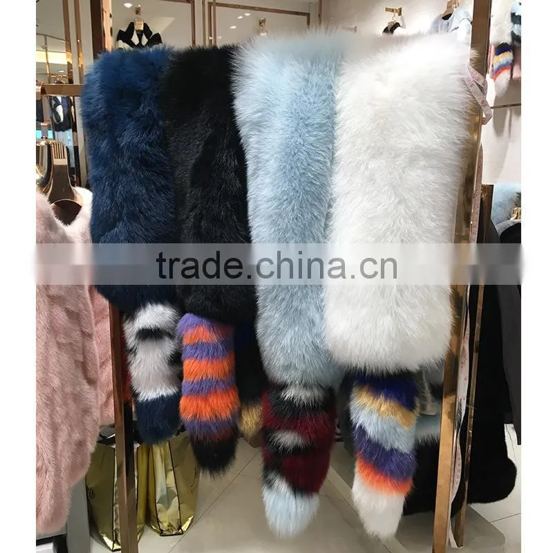Long luxurious luxury real hair the whole skin fight color fox fur scarf collar winter new wild thick fur fox fur tail shawl