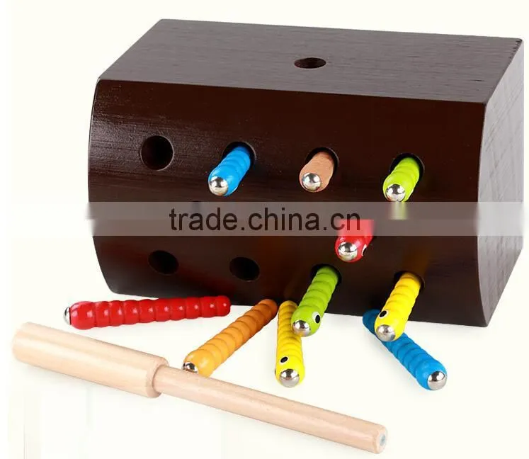 Balance exercise wooden catching worms game gifts educational toys for kids