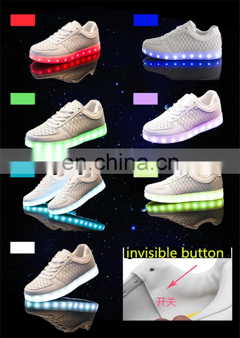 wholesale casual couple shoes OEM low minimum quantity luminous LED sneakers