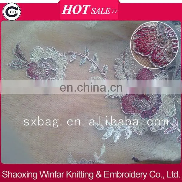 mesh sequin indian fabric embroidery borders for lady dress garment