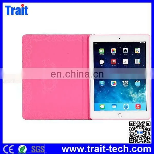 2015 New fashion Magnetic Buckle Cute Girl Diamond Studded Leather Case for iPad Air2