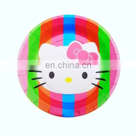 Popular disposable food grade paper birthday party supplies plates