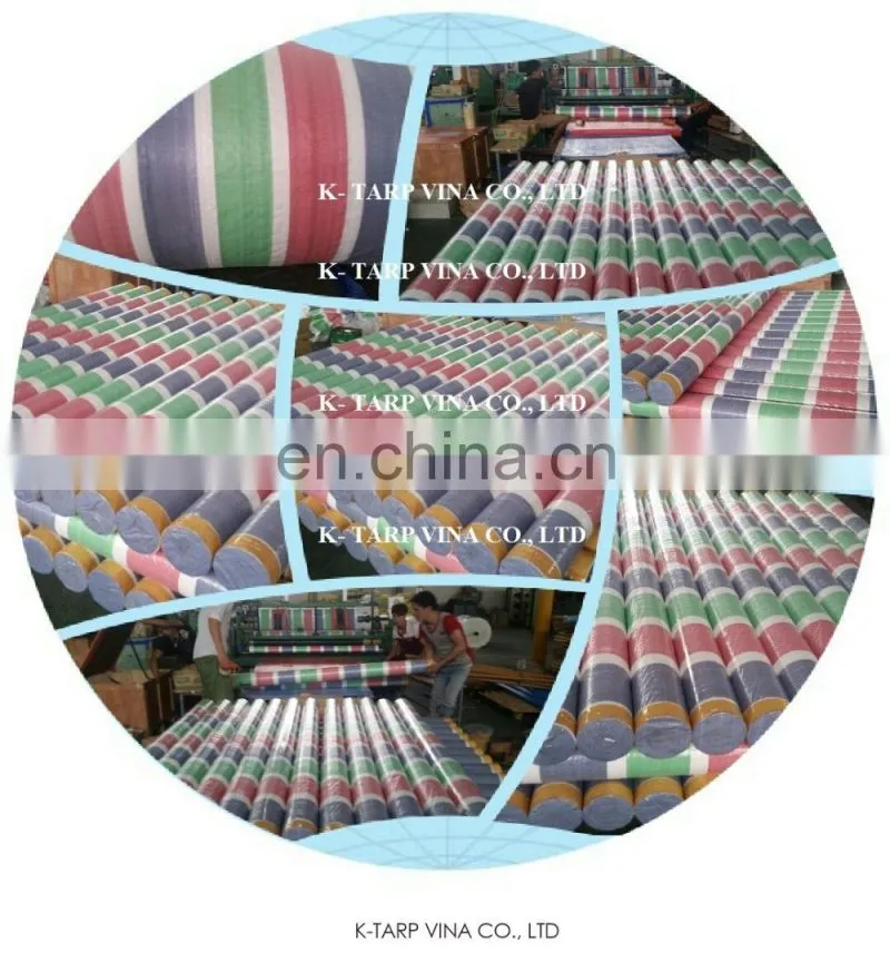 100 GSM stripe Pe tarpaulin Roll packing, made in Vietnam