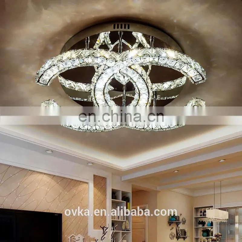 Luxury three-sided crystal ceiling lamp clear crystal lamp