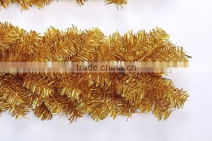 Wholesale 270cm golden color christmas tinsel garland