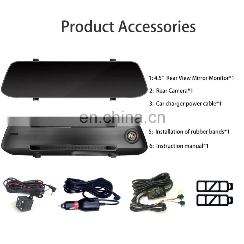 HD Anti-shake Video Recorder Car Dvr Rear View Mirror With Dual Lens Camera Dashcam