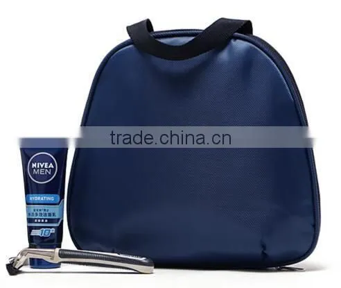 custom blue polyester hanging travel toiletry bag, travel cosmetic bag for men,mens blue travel wash bag